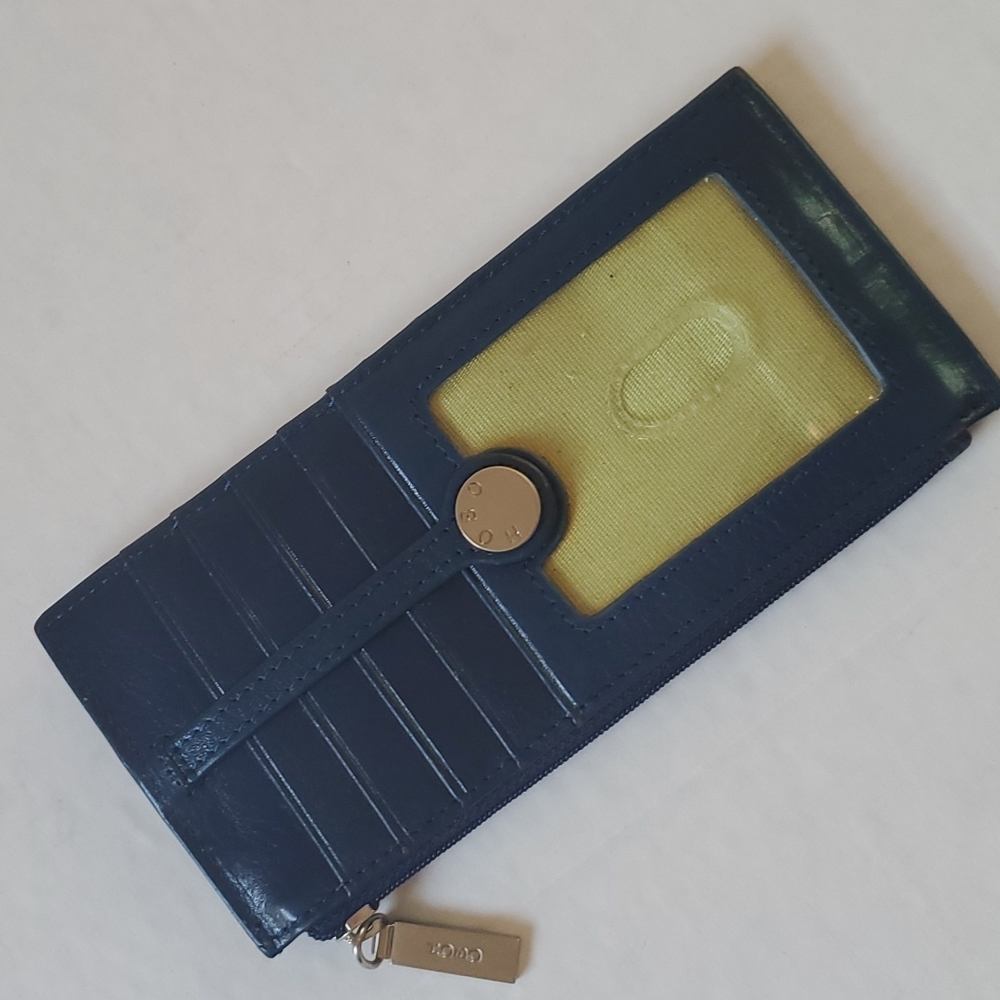 Hobo brand leather black card wallet  blue credit card ID NWOT change leather